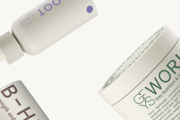 Three GFYS skin fitness products with visible branding on a white background